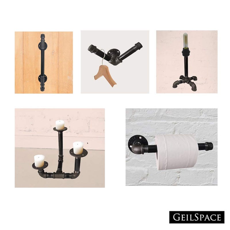 GeilSpace Tee, Malleable Iron Pipe Fittings - Vintage DIY Industrial Shelving, Industrial Decor, Furniture DIY (3/4"", Grey) - Image 5
